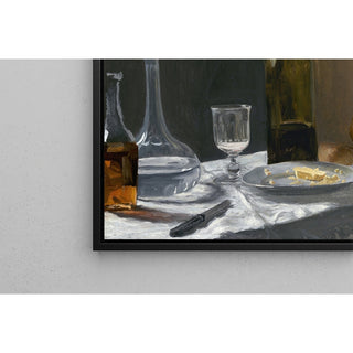 Reproduction Nature morte avec bouteille, carafe, pain et vin - Claude Monet