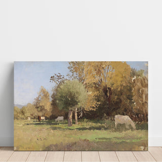 Reproduction Paysage estival avec vaches - Alfred Zoff