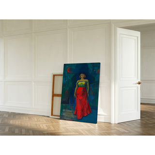 Reproduction Sans titre Femme en robe jaune et rouge - Karl Wiener
