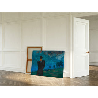 Reproduction Sans titre homme en costume noir et chapeau dans un paysage - Karl Wiener