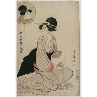 Reproduction Une femme attirante ressemblant à l'acteur Iwai Hanshiro - Kitagawa Utamaro
