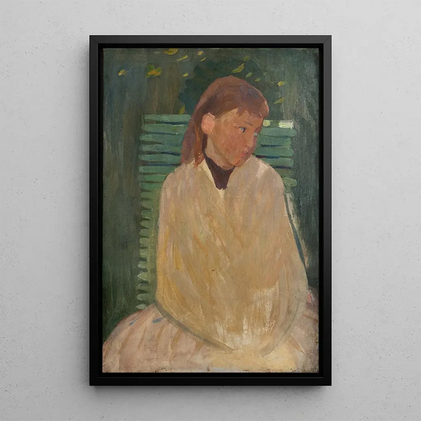 Mädchen auf einem Gartensitz - Richard Bergh — gerahmtes Bild an der Wand