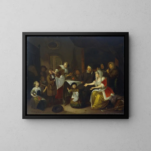 Der Festmahl des heiligen Nikolaus - Richard Brakenburgh — gerahmtes Bild an der Wand