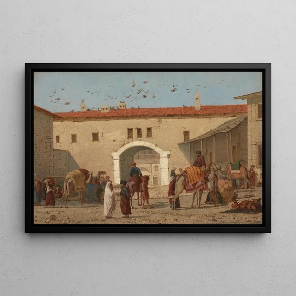 Caravansérail à Mylasa en Asie Mineure - Richard Dadd — gerahmtes Bild an der Wand