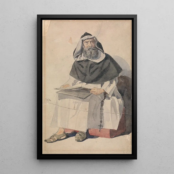 Portrait eines Mönchs - Richard Dadd — gerahmtes Bild an der Wand
