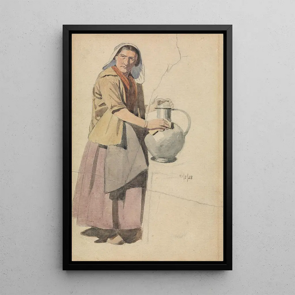 Portrait einer Frau mit Krug - Richard Dadd — gerahmtes Bild an der Wand