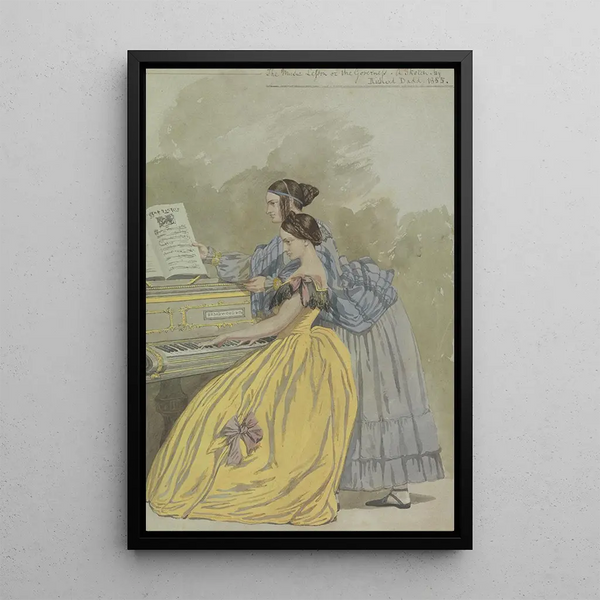 Die Musikstunde oder die Gouvernante eine Skizze - Richard Dadd — gerahmtes Bild an der Wand