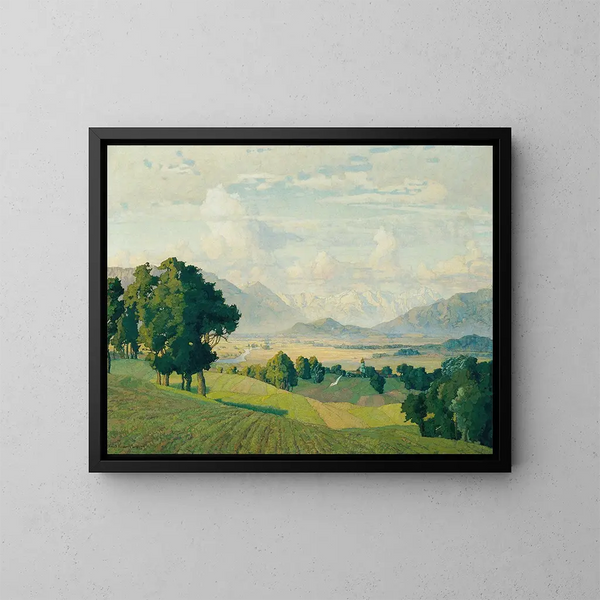 Landschaft in Oberbayern - Richard Kaiser — gerahmtes Bild an der Wand