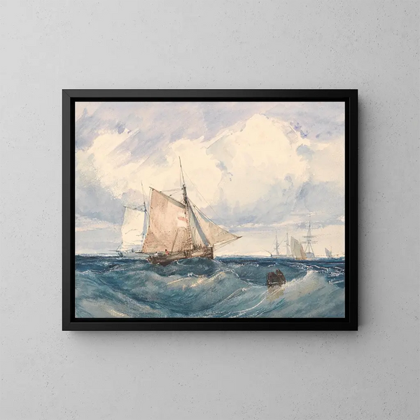 Ein Cutter und andere Schiffe in einer Brise - Richard Parkes Bonington — gerahmtes Bild an der Wand