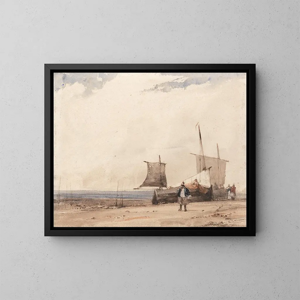 Strandszene - Richard Parkes Bonington — gerahmtes Bild an der Wand