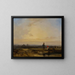 Landschaft mit Sonnenuntergang und Figuren vor einem Teich - Richard Parkes Bonington — gerahmtes Bild an der Wand