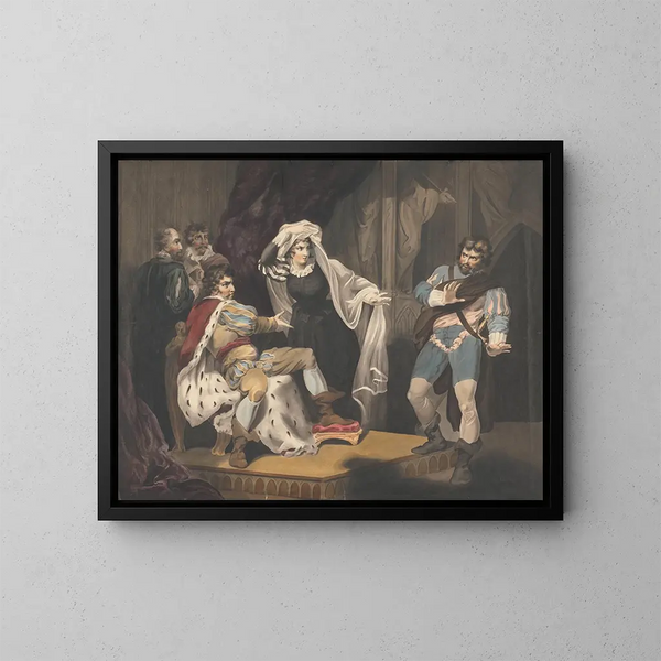 Figuren théâtrales autour d'un trône - Richard Westall — gerahmtes Bild an der Wand