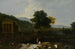 Italienisches Flusslandschaftsgemälde mit dem Tempel von Clitumnus und Ruinen, zwei Figuren und Kühen - Richard Wilson — Ansicht des Kunstwerks