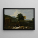 Italienisches Flusslandschaftsgemälde mit dem Tempel von Clitumnus und Ruinen, zwei Figuren und Kühen - Richard Wilson — gerahmtes Bild an der Wand