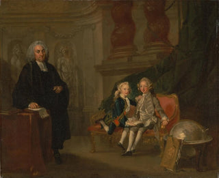 Der Prinz George und der Prinz Edward Augustus, Söhne von Friedrich, Prince of Wales, mit ihrem Erzieher, Dr F - Richard Wilson — Ansicht des Kunstwerks