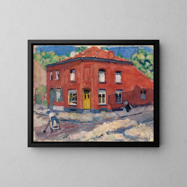 La maison rouge sous la neige tardive - Rik Wouters — gerahmtes Bild an der Wand