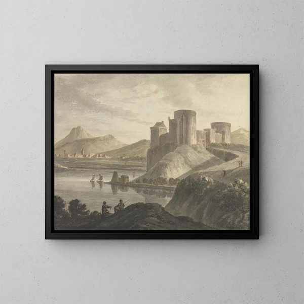 Château avec des figures dans un paysage classique - Robert Adam — gerahmtes Bild an der Wand