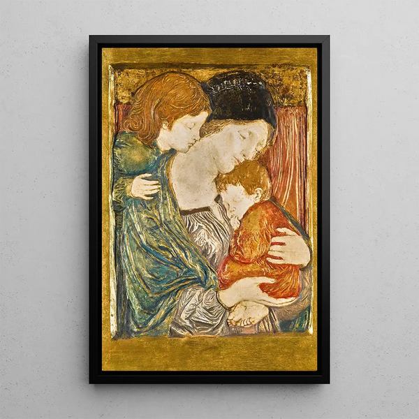 Relief mit einer Mutter und Kindern - Robert Anning Bell — gerahmtes Bild an der Wand