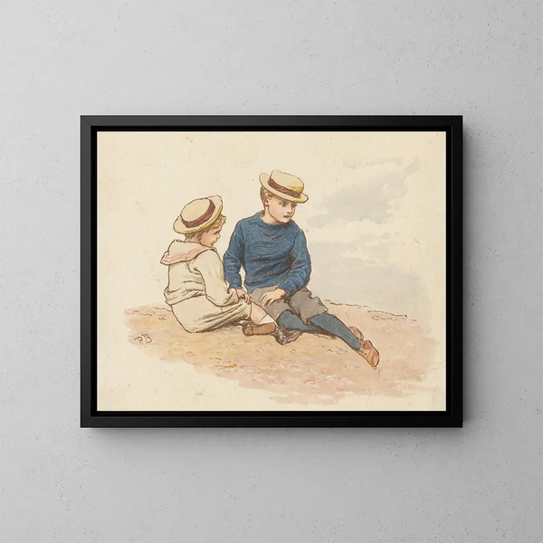 Zwei Jungen - Robert Barnes — gerahmtes Bild an der Wand