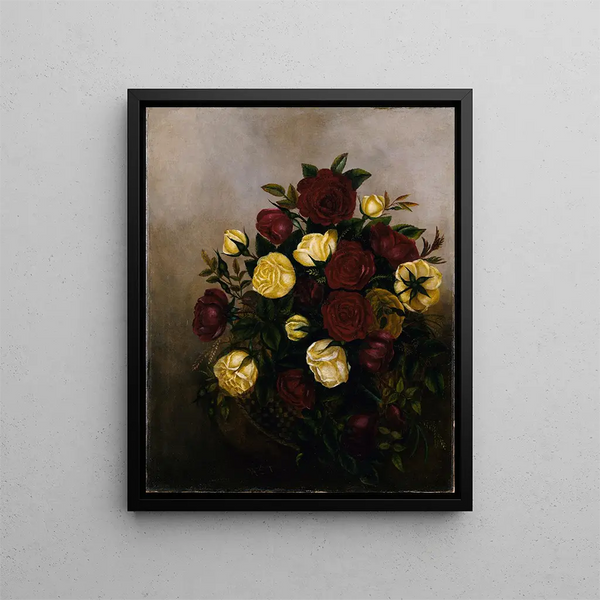 Naturmorte mit Rosen - Robert S. Duncanson — gerahmtes Bild an der Wand