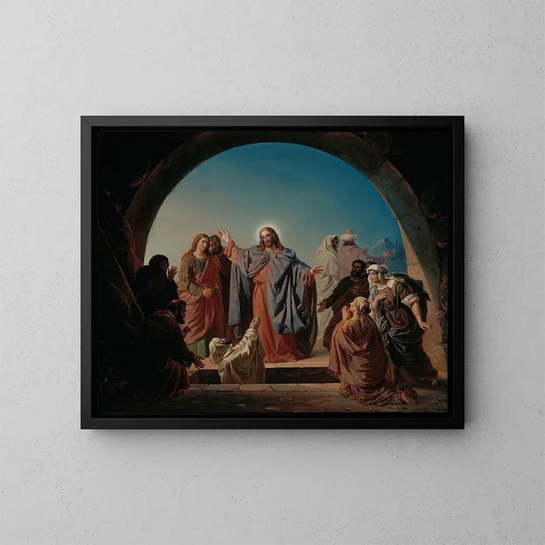 Jesus erweckt Lazarus - Robert Wilhelm Ekman — gerahmtes Bild an der Wand