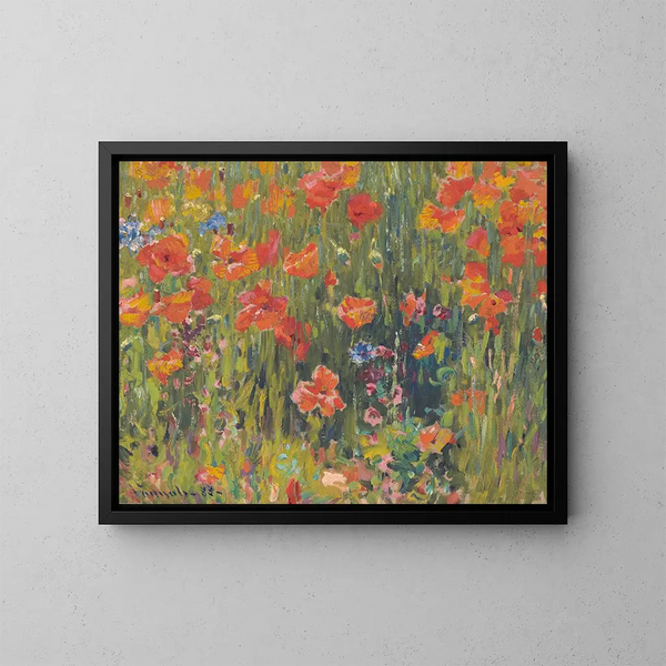 Mohnblumen - Robert William Vonnoh — gerahmtes Bild an der Wand