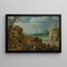 Flusslandschaft mit Hirten, die Musik unter Tieren spielen - Roelant Savery — gerahmtes Bild an der Wand