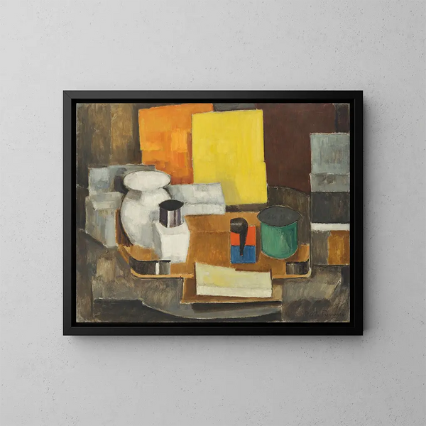 Naturmorte im gelben Quadrat - Roger de La Fresnaye — gerahmtes Bild an der Wand