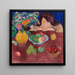 Kleinbild Gemälde eines Mädchens an einem Tisch mit Früchten - Romuald Kamil Witkowski — gerahmtes Bild an der Wand