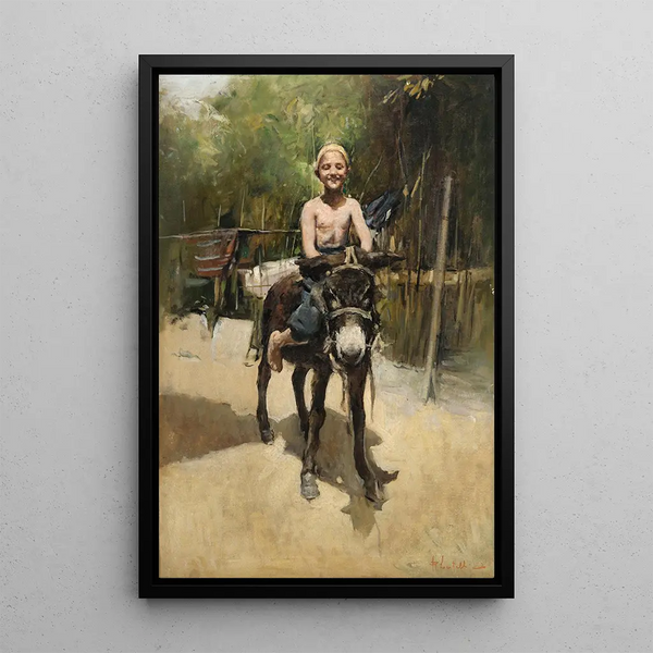 Ein Junge auf einem Esel - Romualdo Locatelli — gerahmtes Bild an der Wand