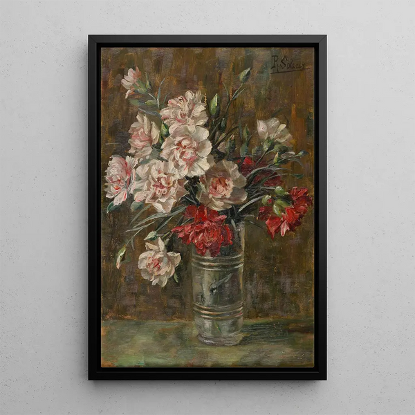 Nelken in einer Vase - Rosa Scherer — gerahmtes Bild an der Wand