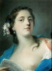 Die Sängerin Faustina Bordoni 1697-1781 mit einer Musikpartitur - Rosalba Carriera — Ansicht des Kunstwerks