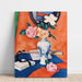 Reproduktion des Gemäldes Rosen im Vase auf orangefarbenem Hintergrund - Samuel John Peploe