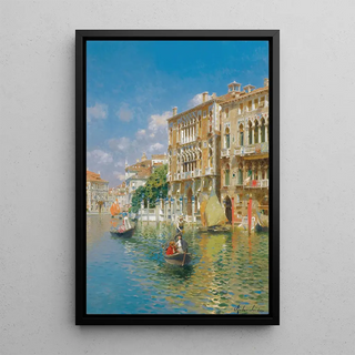 Rubens Santoro - Gondoliers In Front Of The Palazzo CavalliFranchetti Venice.webp