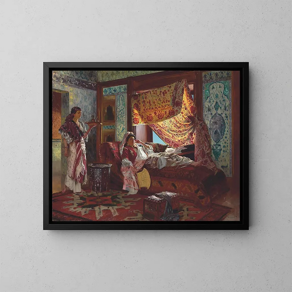 Prendre le thé dans le harem - Rudolf Ernst — gerahmtes Bild an der Wand