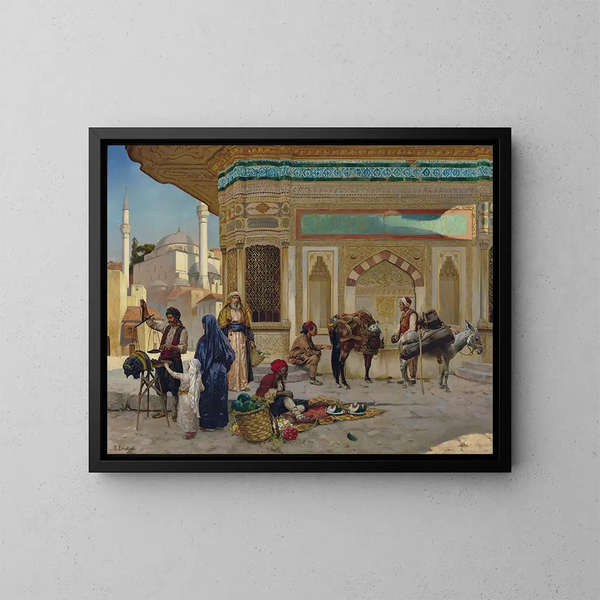 Die Fontaine von Ahmed III in Istanbul - Rudolf Ernst — gerahmtes Bild an der Wand