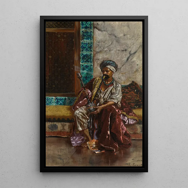 Der Wasserpfeifenraucher - Rudolf Ernst — gerahmtes Bild an der Wand