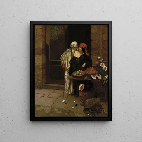 Der Orangengeschäftsmann - Rudolf Ernst — gerahmtes Bild an der Wand