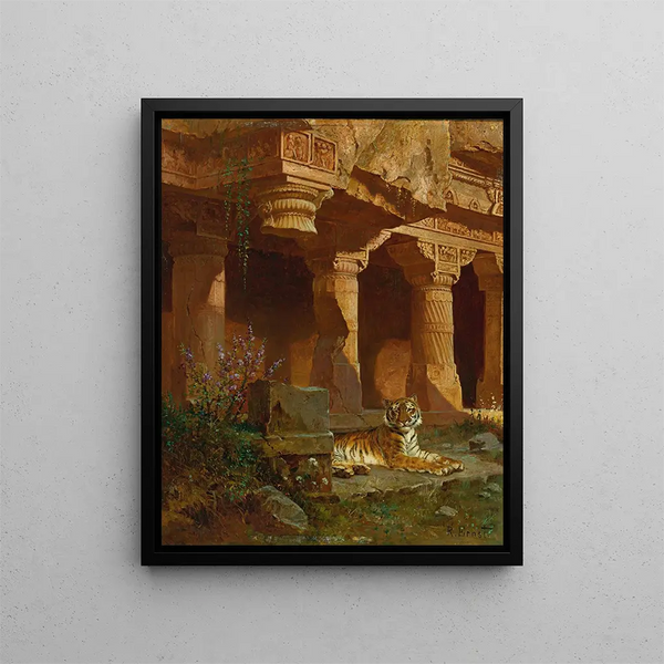 Tiger in Ruhe - Rudolf Ernst — gerahmtes Bild an der Wand