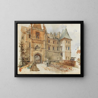 Rudolf von Alt - Bridge and Entrance to leby Castle.webp