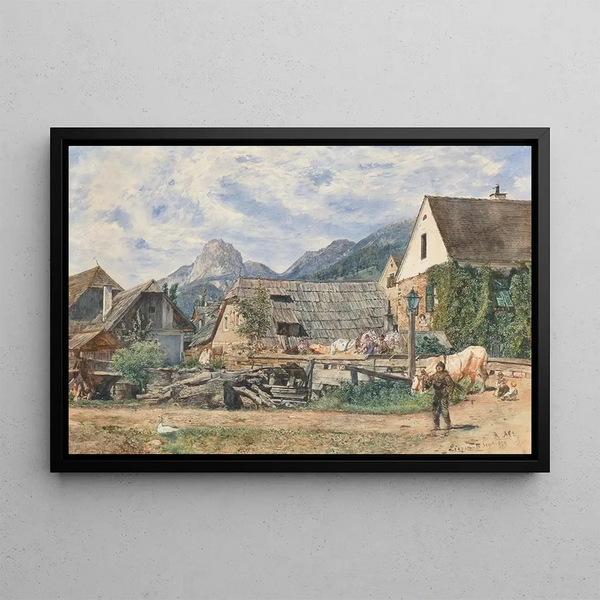 Endes des Sommers in Liezen - Rudolf von Alt — gerahmtes Bild an der Wand