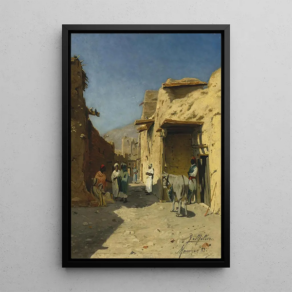 Eine arabische Straße - Rudolph Gustav Müller — gerahmtes Bild an der Wand