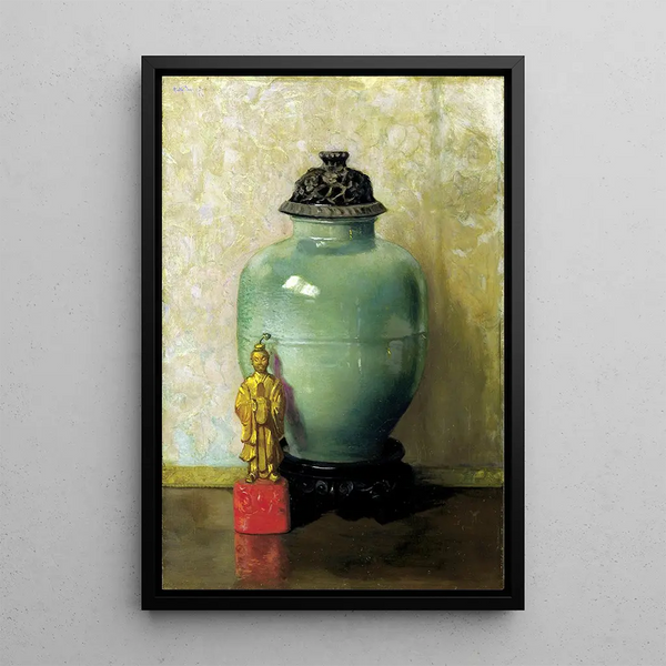 Chinesisches grünes Pot Gemälde - Ruth Payne Burgess — gerahmtes Bild an der Wand