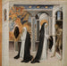 Sainte Catherine de Sienne et le mendiant - Giovanni di Paolo — in einem Innenraum präsentiert