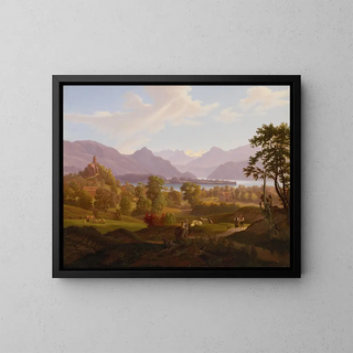 Vue de Meggen avec la ruine de Neu-Habsbourg - Salomon Brunner — gerahmtes Bild an der Wand