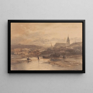 Salomon Leonardus Verveer - Landschap met kerk.webp