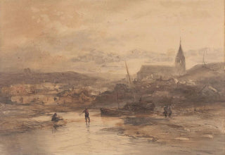 Salomon Leonardus Verveer - Landschap met kerk.webp
