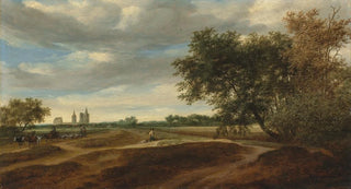 Salomon van Ruysdael - A wooded landscape with a herdsman on horseback driving his cattle and shepherds with their flock.webp