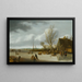 Winterlandschaft mit einem Jungen beim Schlittschuhlaufen, der einen Schlitten schiebt - Salomon van Ruysdael — gerahmtes Bild an der Wand