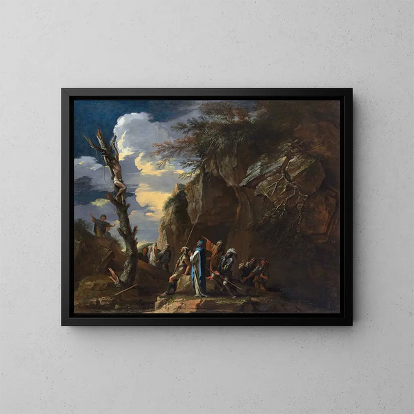 Kreuzigung von Polykrates - Salvator Rosa — gerahmtes Bild an der Wand